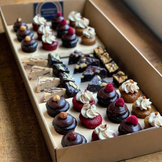 Petit Four (Two Bite) Box of 40 (24Cakes/16Fudge Brownies)