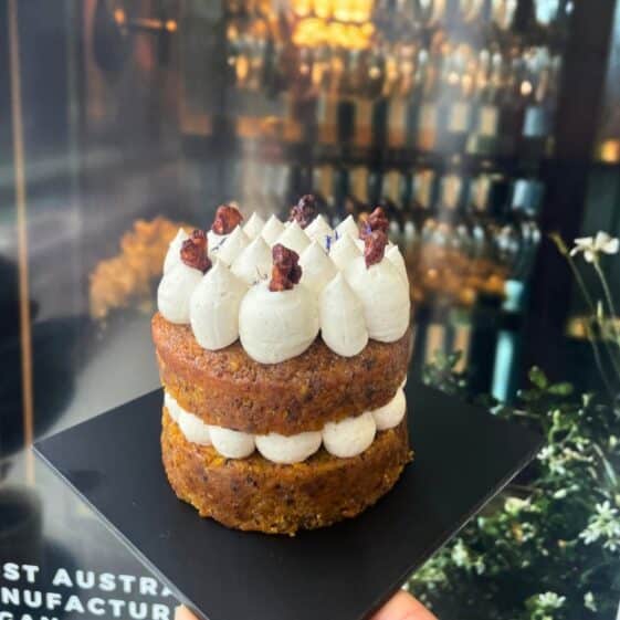 Carrot & Walnut Mini Cake with Cashew Cream 4″