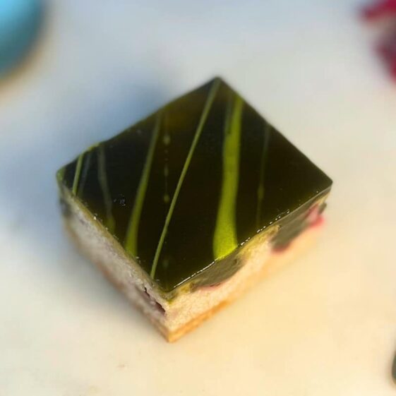 Raspberry Matcha Vanilla Blondie